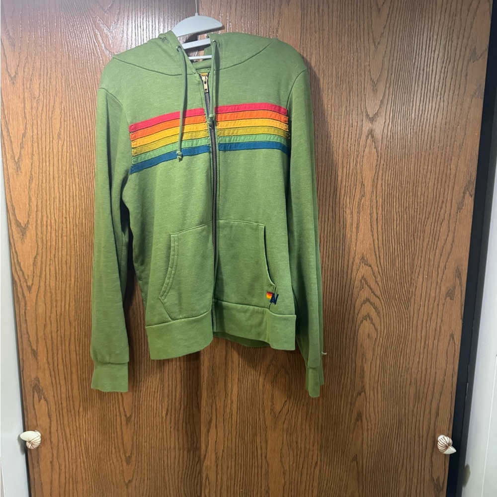 6 stripe Aviator Nation full zip hoodie